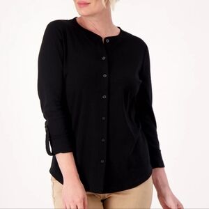 Isaac Mizrahi Pima Cotton Button Front Top